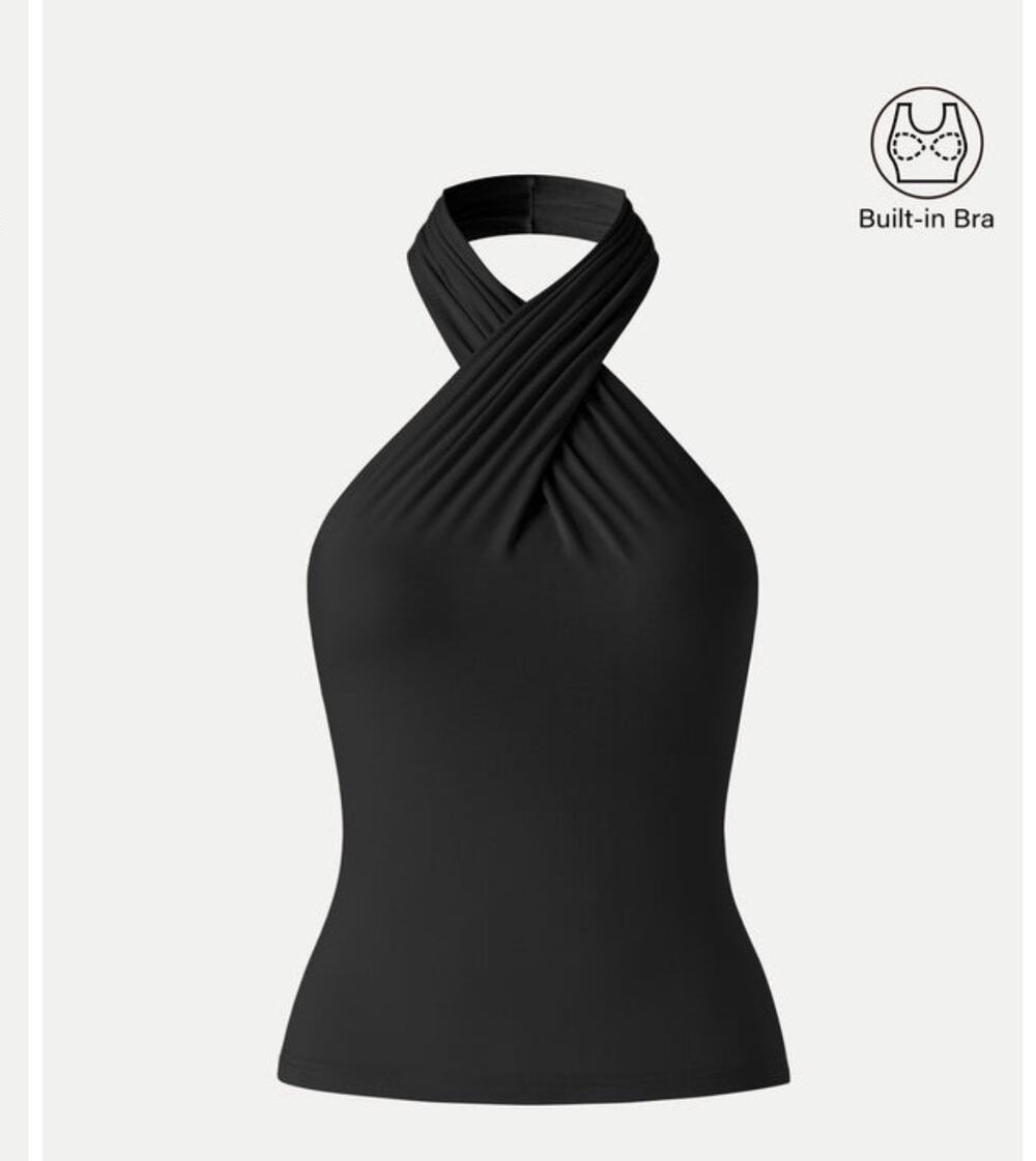 OGLmove Black Criss Cross Halter Neck Going-Out Bra Top Size Medium New NWT